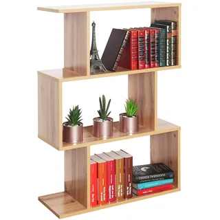 Ricoo Standregal 3 Regalböden WM072-EW Raumteiler Regal schmal Eiche braun 97×70×25 cm Bücherregal Holzregal Wand Würfelregal Büroregal klein Regale & Ablagen Bookshelf Wandregal Holz