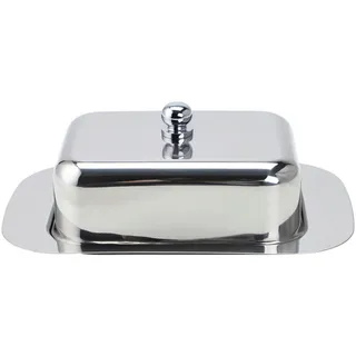 Echtwerk Butterdose aus Edelstahl, 18,5x12,2x7,0 cm Silber-Edition,