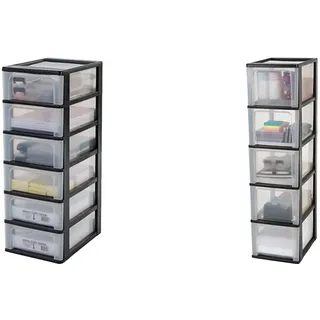 Iris Ohyama Organizer Chest Schubladenschrank 35,5 x 26 x 72,5 cm Blau/Schwarz