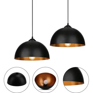 Yakimz 2x Pendelleuchte Lampenschirm Hängeleuchte Retro Hänge-Leuchte Decke Industrie Hängelampe - Schwarz
