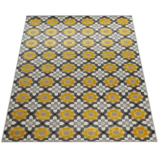 Paco Home In- & Outdoorteppich, Mit Retro-design Balkon Terrasse 3d-web-art In Gelb Beige, Grösse:120x170 cm