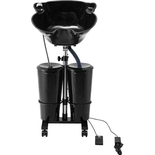 Vevor Friseur Waschbecken, Haarwaschwanne mit elektrischer Pumpe, inkl. 2 Eimern, 2 Duschköpfen, Ablaufschlauch, höhen- und winkelverstellbarer Rückwärtswaschbecken für Friseursalon, schwarz