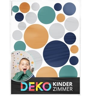 DEKO KINDERZIMMER Wandtattoo Kreise für Kinderzimmer 120 Stück Wandsticker für Babyzimmer Klebepunkte Dots in Blau Mint Gelb Set selbstklebend Wandaufkleber DK1000A-14