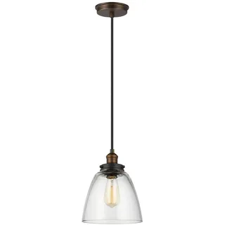 Elstead Lighting Hängeleuchte , Zinkfarben, Messingfarben , Metall, Glas , 31.3 cm , Grüner Punkt, RoHS , Lampen & Leuchten, Leuchtenserien