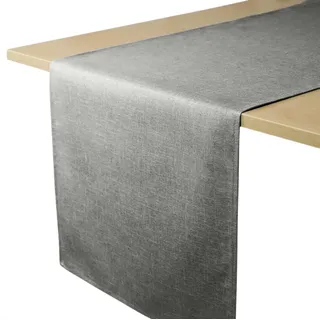 Decomira Tischläufer wasserabweisend Leinen-Optik - Fleckschutz, abwaschbar - Als Garten-Tischdecke Outdoor für Esstisch - Dunkelgrau - 40x260 cm