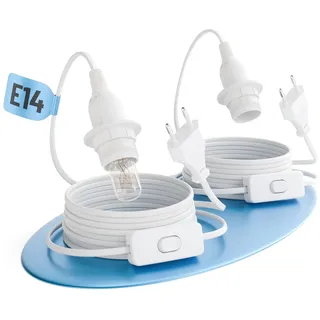 greate 2x E14 Lampenfassung mit Kabel und Schalter weiß 3,5 Meter - E14 Fassung mit Stecker max. 60W 250V - Glühbirnen Fassung für Weihnachtsstern, Papierstern uvm - Fassungen für Glühbirnen