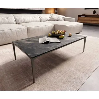 DELIFE Couchtisch Levente 110x60 cm Keramik Laminam® Noir Desir Braun Gestell Metall Effektfinish Titan - Braun