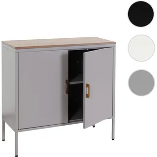 Kommode HWC-L84, Sideboard Schrank Anrichte, 2 Türen Metall 90x90x40cm, Melamin beschichtet ~ grau