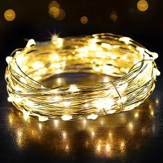 Salcar 10m 100 LED USB Lichterkette Innen LED Party für Weihnachten Party Halloween Hochzeit Deko, Warmweiß - Silber