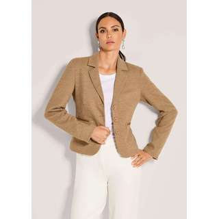 Jackenblazer MADELEINE "Jerseyblazer Kurzblazer mit Wabenmuster", Damen, Gr. 48, braun (haselnuss), Obermaterial: 65% Polyester PES. 30% Viskose CV. 5% Elasthan EL., Modern, schmal, Blazer Jackenblazer, Strukturjersey