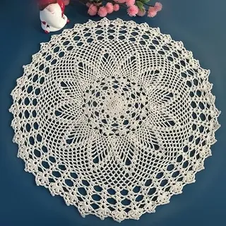 Rund Häkel-Tischdecken, 60CM Vintage-Häkelspitzen-Deckchen Handgefertigt Beige Baumwolle Tischdekoration Gehäkelte Tischdecke Spitzen Tischdecke Tischsets Für Hochzeiten Und Abendessen Zuhause Party
