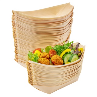 MATANA 100 Schiffchen Snackschalen, 21cm - Bambus Schalen, Einwegschalen, Pommesschalen - Stabil, Umweltfreundlich & Biologisch Abbaubar - Hochzeiten, Geburtstage, Grillpartys