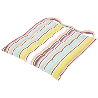 Homescapes Stuhlkissen Osaka bunt gestreift 40/40/5 cm , Multicolor , Textil , Gestreift , Quadratisch , 40x5x40 cm , Oeko-Tex® , Heimtextilien, Wohntextilien, Sitzkissen