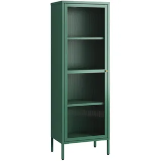 [en.casa] Vitrinenschrank Säkylä , Dunkelgrün , Metall, Glas , Rechteckig , 50x150x35 cm , Esszimmer, Vitrinen, Vitrinenschränke