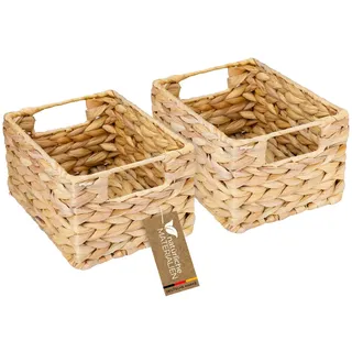 HMF Aufbewahrungskorb geflochten aus Wasserhyazinthe Seegras 22 x 17 x 12 cm beige