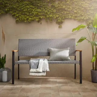 Ambia Garden Gartenbank , Grau, Akaziefarben , Holz, Metall, Kunststoff , Akazie , massiv , 138x89x60 cm , Holzmöbel, Sitzgelegenheiten Holz, Holzbänke, Gartenbänke Holz