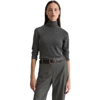 Rollkragenshirt MARC O'POLO, Damen, Gr. L, rocky grau melange, Jersey, Obermaterial: 46% Baumwolle, 46% Modal, 8% Elasthan, Basic, regular fit normal, Shirts Rollkragenshirt, regular fit, aus soft geripptem Jersey
