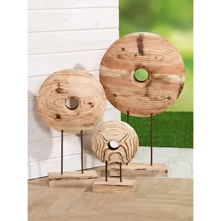Gilde Standrelief, rund, "Taxon", Holz, naturfarben, , L. 10 cm, B. 34 cm, H. 59 cm  51950/Abverkauf nur solange Vorrat reicht - Beige