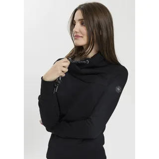 Sweater RAGWEAR "NESKA O", Damen, Gr. L (40), schwarz (1010 schwarz), Sweatware, Obermaterial: 70% Baumwolle, 30% Polyester, kontrastfarbene Details, unifarben, figurbetont hüftbedeckend, ohne Ausschnitt, Rippbündchen, Sweatshirts Sweater, mit asymetrischem Schalkragen