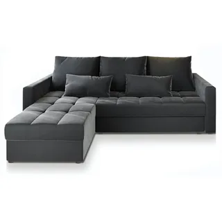 masseno Ecksofa KOS PIK mit Schlaffunktion L-Form, Sofa mit Bettkasten, Wohnzimmersofa, Couch, Soffa, Bettsofa, Couchgarnitur- Grau, PAROS 06 - Grau