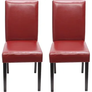2er-Set Esszimmerstuhl Stuhl Küchenstuhl Littau - Leder, rot, dunkle Beine - Rot