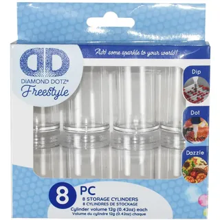 DIAMOND DOTZ 2591650 Original Diamond Painting Aufbewahrungsdosen, 8 runde Dosen zur Steinchen Aufbewahrung, Diamant-Malerei Zubehör