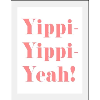 Bild QUEENCE "Yippi Yppi Yeah", schwarz-weiß (farbe rahmen: schwarz, farbe bild(er): weiß, schwarz), B:40cm H:50cm T:3cm, Acrylglas, Holz, Papier, Bilder, Bild, HD Premium Poster-Druck inkl. Holzrahmen