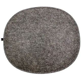 Luxflair Ovale Filz Sitzkissen 4er Set mit Füllung dunkelgrau/Graumeliert, ca. 35,5x31cm, waschbar bei 30°C. Moderne Sitzauflage für Designer Stühle