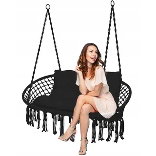 QLS Hängesessel bis 300kg Indoor Outdoor Hängeschaukel für 2 Personen schwarz 11303 - Schwarz