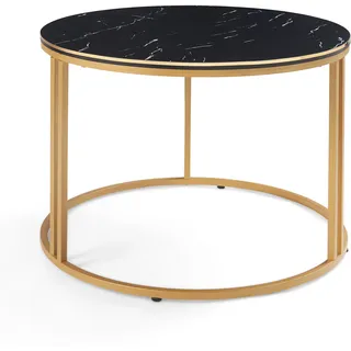 [en.casa] Couchtisch Aulum 50 x 70 cm Marmor, schwarz Gold