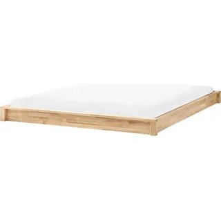 BELIANI Bett Hellbraun Holz 180 x 200 cm ohne Kopfteil mit Lattenrost Niedrig Minimalistisch Bettgestell Holzbett Schlafzimmer - Braun