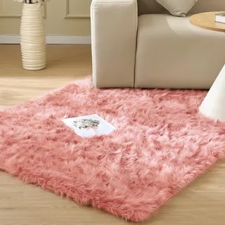 ORINOVA Kunstfell Teppich Rosa Flauschig Fellteppich 120x180 cm Weich Kuschel Schlafzimmer Bettvorleger Waschbar