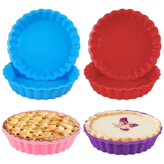 DGN Silikon Tortenbodenform, 11cm Obstbodenform, Mini Tartelette Förmchen, Antihaft Tarteform für Obstkuchen, Quiche, Pie