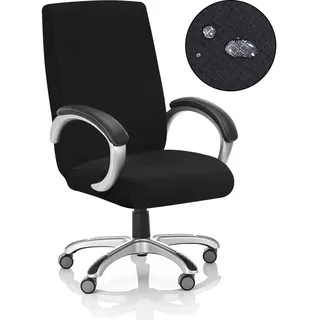 sorliva Bürostuhl Bezug Sessel Überzug Cover Elastische Stuhlhussen Bürostuhlabdeckung Stuhlbezug Schonbezug für Schreibtischstuhl Drehstuhl Computer Stuhl Hussen Bezüge(Schwarz,L)