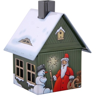 Crottendorfer - Räucherhaus Metall inkl. Räucherkerzenhalter - für Räucherkerzen Gr. M - Maße: 7,2 x 7,8 x9,8cm - Motiv: Weihnachten - Made in Germany