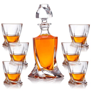 7-TLG Karaffe Gläser Whisky-Set - Geschenkset aus Glas - Whiskey Dekanter 800ml mit 6 Whiskygläser 300ml - Geschenk-Idee für Männer Geburtstag, Weihnachten - mit Geschenkverpackung