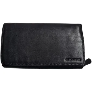 Old River Leder Damen Geldbörse XXL, großes Lederbörse Portemonnaie Brieftasche Nappaleder, 2 große Geldscheinfächer, Box Travel Organizer Echtleder