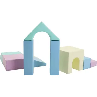 IGLU Soft Play Softbausteine Schaumstoffbausteine Riesenbausteine Bauklötze Spielbausteine mit Anti-Rutsch 10 TLG. Helles Pastell