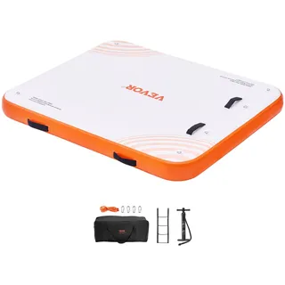 Vevor Aufblasbares Schwimmdock, 1,82 x 1,52 m Dockplattform, rutschfeste Wasserschwimmdockmatte mit tragbarer Tragetasche und abnehmbarer Leiter, schwimmende Plattform-Inselfloß für Pool, Strand, Meer