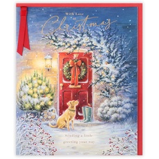 Clintons: Weihnachtskarte mit traditioneller Türszene.