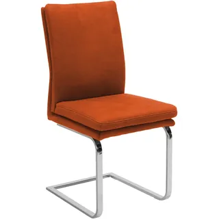 Novel Schwingstuhl , Orange, Chromfarben , Metall, Textil , Uni , U-Form , 47x100x64 cm , Lederauswahl, Stoffauswahl , Esszimmer, Stühle, Schwingstühle