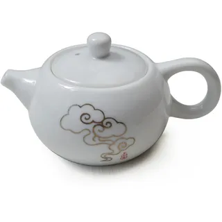 Porzellan-Teekanne, 170 ml, kleine Teekanne, weiß, chinesisches Gongfu-Tee-Set (verheißungsvolle Wolken)