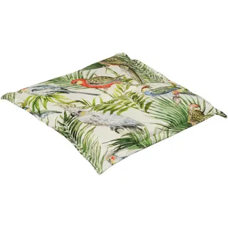 Gartensitzkissen , Grün, Beige , Textil , Vogel , Füllung: Schaumstoff, Vlies , 48x4x48 cm , Made in Germany , Gartenmöbel, Gartenpolster & Auflagen, Gartenkissen