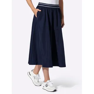 Schlupfrock HEINE, Damen, Gr. 34, blau (marine), 100% Polyester, unifarben, wadenlang, Röcke Schlupfrock