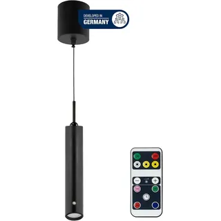 Pendelleuchte Akku - 130lm dimmbar 3 Farben, Timer 1-4H, höhenverstellbar durch ziehen (37-163cm) Hängeleuchte mit Fernbedienung, ideal als Hängelampe ohne Strom, schwarz - Schwarz