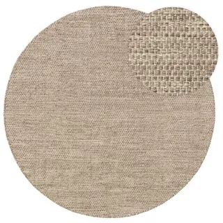 benuta pure Wollteppich Rocco Taupe ø 150 cm rund - Naturfaserteppich aus Wolle