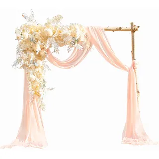 EBETA Hochzeit Volant Querbehang Freihanddeko für Hochzeitsbogen & Traubogen Himmelbett Vorhänge Gardine für Fenster Deko aus Chiffon-Stoff (Korallenrosa, 70x600 cm)