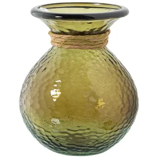 DRW Tischvase, Glas, Braun und Natur, 14 x 14 x 19 cm