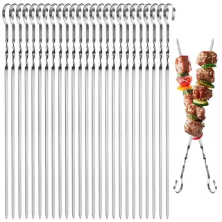 XINFAQAQ Grillspieße Edelstahl Schaschlikspieße Flache Spiesse Grill (30 St, 30cm) Metallspieße Grill Kabob Spieße für Grillpartys im Freien und im Garten, Lagerfeuer oder Grillschale
