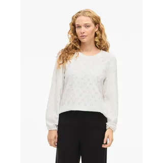 Langarmshirt VILA "VIASTA O-NECK L/S TOP - NOOS", Damen, Gr. XS, snow weiß, Jersey, Obermaterial: 77% Polyester, 18% Viskose, 5% Elasthan, unifarben, regular fit normal, Rundhals, elastischer Bund, Shirts Langarmshirt